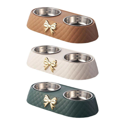 Stainless Steel Double Pet Bowl Non-Slip Anti-Knock Dog Cat Feeder Utensils