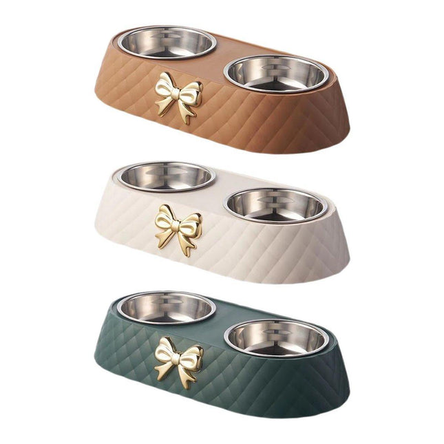 Stainless Steel Double Pet Bowl Non-Slip Anti-Knock Dog Cat Feeder Utensils