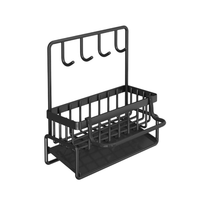 Wall Mounted Sponge Holder Non Perforated Kitchen Sink Organizer Draining Basket
