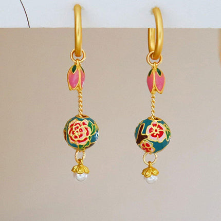 New Chinese Retro Tulip Earrings with Fringe Simple Elegant Design Jewelry