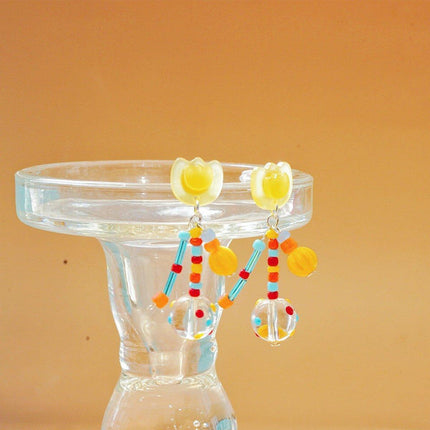 Colourful Tulip Beaded Earrings for Women Floral Fashion Jewelry Gift Accessory