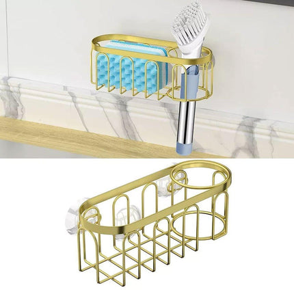 Punch Free Kitchen Sponge Brush Drain Rack Utensil Holder Suction Sink Storage