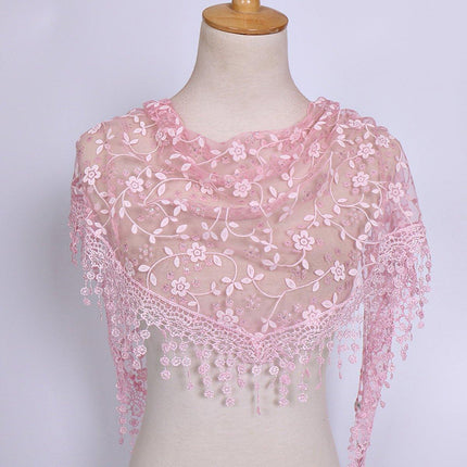 3pcs Floral Lace Tricot Veil Women Scarf Headscarf Soft Lightweight Accessories