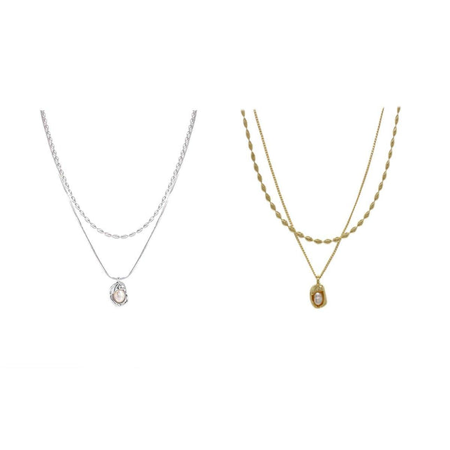 Love Butterfly Pearl Tassel Double Layer Necklace Elegant Jewelry Women Fashion