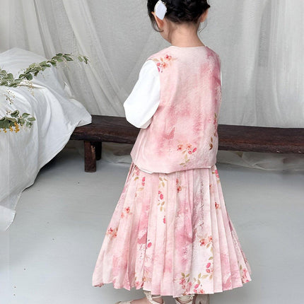 Girls Hanfu Dress Spring Traditional Chinese Outfit Colourful Skirt