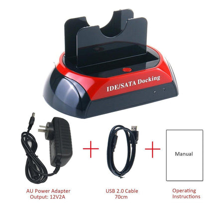 Dual SATA IDE HDD Docking Station 2.5" 3.5" Hard Disk Drive Dock Reader OTB Card