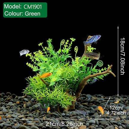 Aquarium Landscaping Decoration Artificial Wood and Plants Fish Tank Ornament