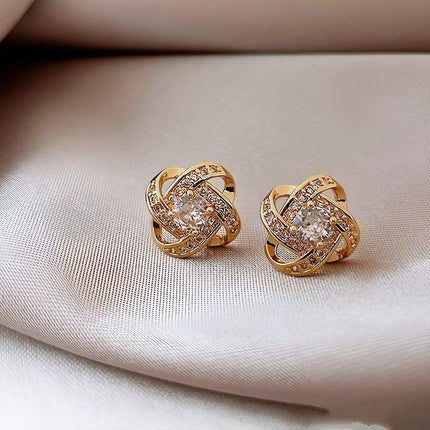 Four Leaf Clover Zircon Stud Earrings Gift For Women Wedding Fashion Jewelry - Aimall