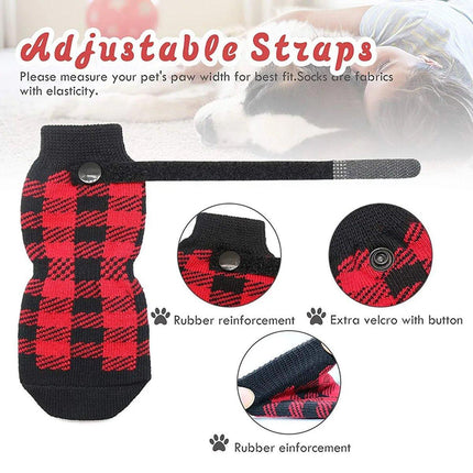 4pcs Christmas Pet Dog Socks Anti-Slip Warm Knit Socks for Small Medium Dog Cat