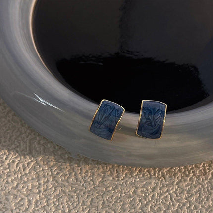 Elegant Geometric Halo Blue Vintage Stud Earrings Fashion Jewelry for Women