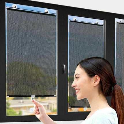Black Roller Blinds Suction Cup Sunshade Blackout Curtains Car Home Window Curtains - Aimall