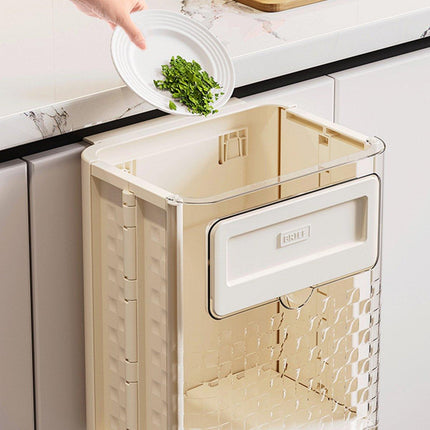 Wall Mounted Folding Wastebasket Space Saving for Kitchen Bathroom Household Use