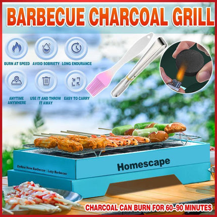 Disposable Instant BBQ Barbecue Charcoal Grill Outdoor Camping Large Cooking - Aimall