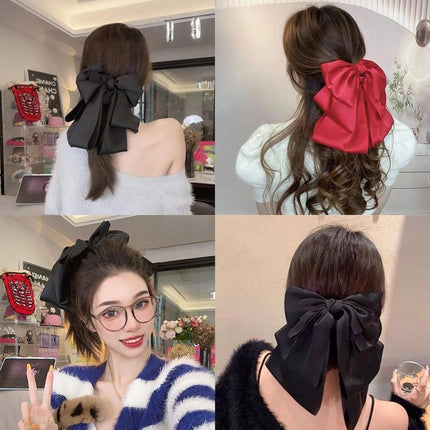 Women Girls Elegant Long Bow Hairpin Large Ribbon Hair Clip Hair Accessories New - Aimall