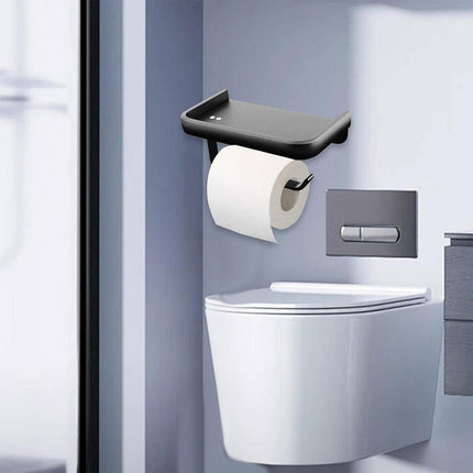 Wall Mounted Aluminum Toilet Paper Holder Non-perforated Tissue Cell Phone Shelf