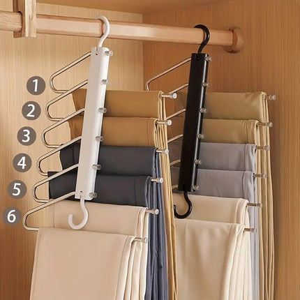 Stainless Steel Multi-Layer Pants Rack Folding Telescopic Anti-Slip Clothes Rack