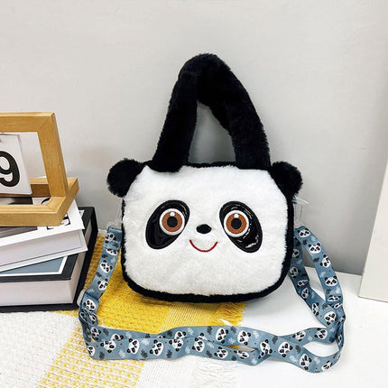 Kids Cartoon Panda Crossbody Bag Plush Ladies Shoulder Bag Cute Panda Design