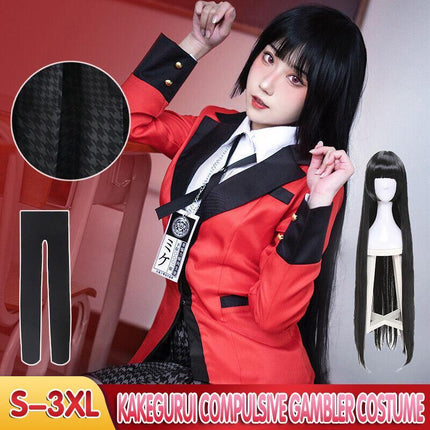 Kakegurui Compulsive Gambler Yumeko Jabami Cosplay Costume High School Uniform AU - Aimall