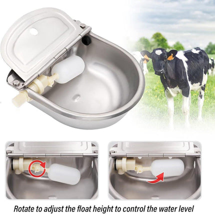 Automatic Stainless Steel Water Bowl 4L Auto Fill Drinking Trough for Animals