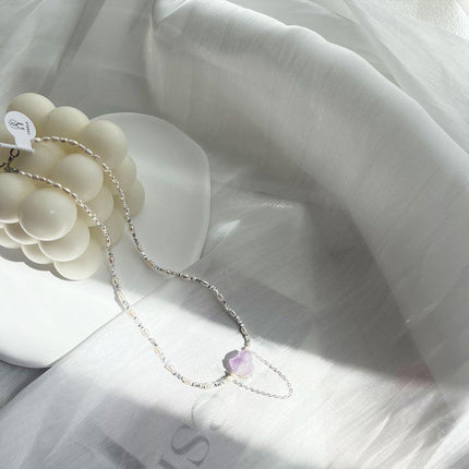 Purple Crystal Pendant Pearl Necklace Elegant Fashion Jewellery Trendy