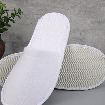 50 Pairs SPA Hotel Guest Slippers Closed Toe Disposable Terry Style Linen - Aimall