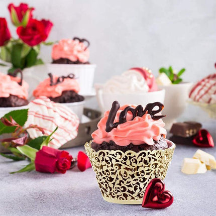 25x Laser Cut Cupcake Wrappers Filigree Case Wedding Baby Party Many Colour - Aimall