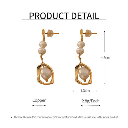 Long Natural Freshwater Pearl Earrings Elegant Women High-End Jewelry Gift