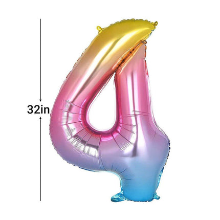32 Inch Number Foil Balloons Party Decor Rainbow Gradient for Birthday or Events