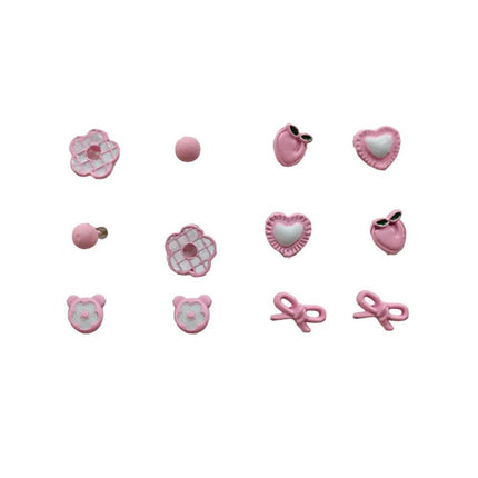 Cute Pink Stud Earrings Set for Women Girls Simple Fashion Jewelry Accessories