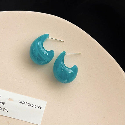 Retro Blue Oil Drop Earrings Stylish Elegant Fashion Women Jewelry Earrings