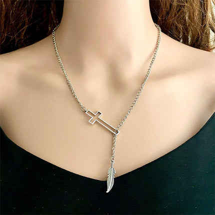 Exaggerated Retro Cross Necklace Women Unique Statement Jewelry Gift Idea