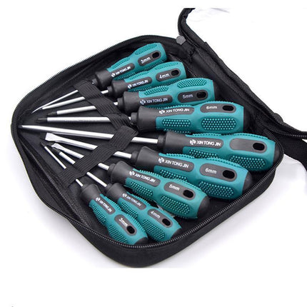 Screwdriver Set 9 Piece with storage bag CRV magnetic tips Phillips Flat blade - Aimall