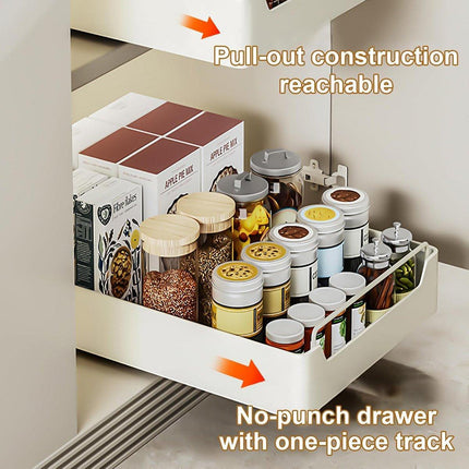 Kitchen Storage Shelf Organizer Sliding Cabinet Basket Pull Out Metal Drawer
