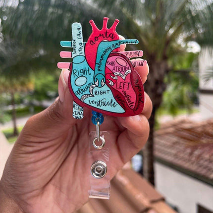 3PCS Nurse Medical Heart Shaped Student ID Badge Tag Easy Closure Lanyard Holder