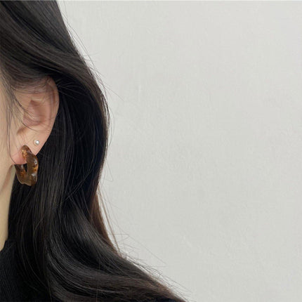 Vintage Amber C Shaped Earrings Retro Style Jewellery Women Girls Fashion