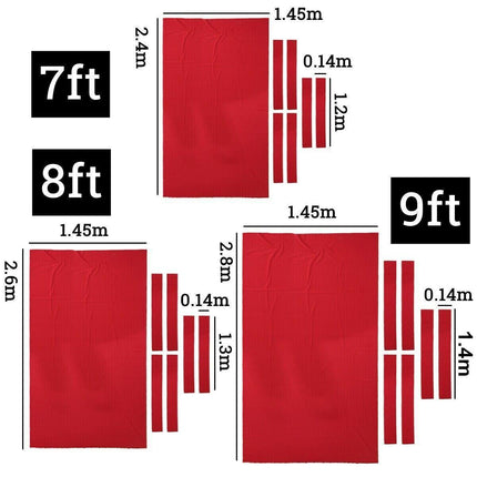 7Pcs Worsted Billiard Snooker Pool Table Cover Cloth W/ Felt Strip Heavy Duty 9FT - Aimall