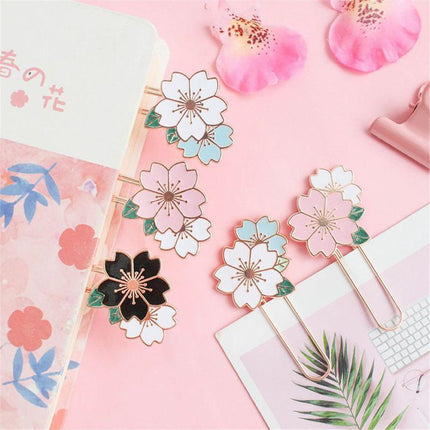 Bookmark Sakura Flowers Metal Bookmark Cherry Blossom Kids Paper Clip - Aimall