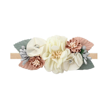 3X Baby Girl Cute Nylon Headband Flower Headwrap Elastic Turban Bows for Newborn