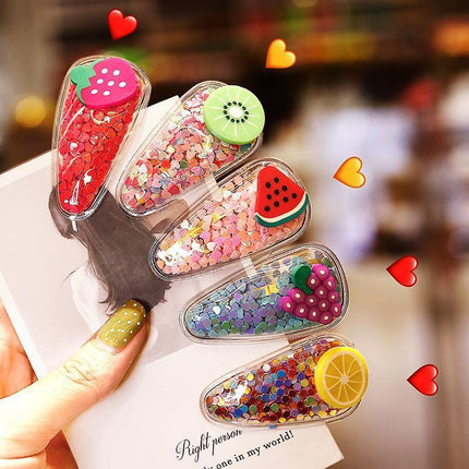 2PCS Cartoon Fruit Sequins Girl Hair Clips Baby Transparent Kids Birthday Party - Aimall