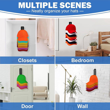 Multi Tier Wall Mounted Hat Storage Rack Cap Organizer for Baseball Hats and Cap