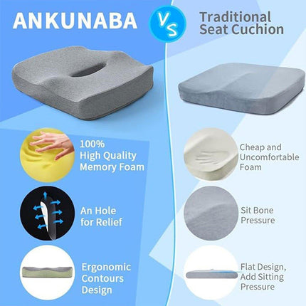 Memory Foam Seat Cushion for Office and Travel Support with Ergonomic Design