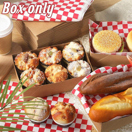 50PCS Disposable Kraft Paper Takeout Lunch Box Picnic Dessert Food Packing