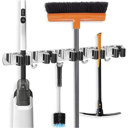 Punch-free Wall Mounted Mop Rack Nail-free Storage Rack Multi-use Mop Holder
