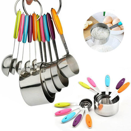 Measuring Spoons Cups 10PCS Stainless Steel Baking Teaspoon Kitchen Gadget Kit - Aimall