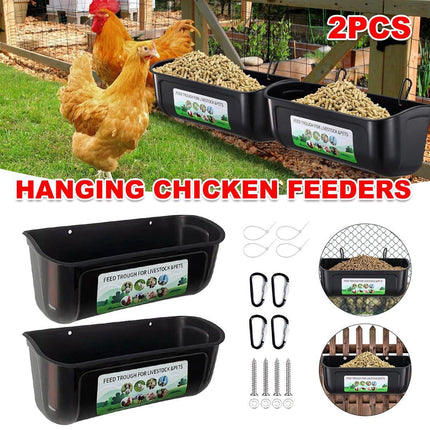 2Pcs Chicken Feeder Hanging Chicken Feeders Goat Feeder Hanging Feed Food Trough