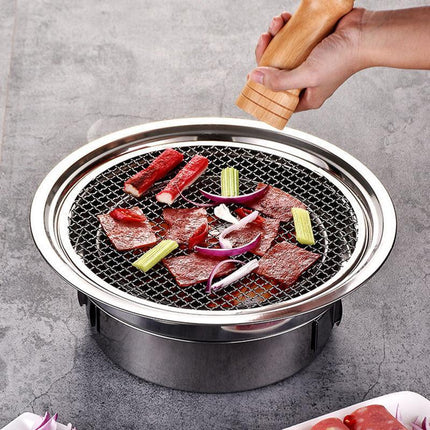 Korean Style Table Charcoal Portable BBQ Grill Camping Outdoor Stainless 40cm - Aimall