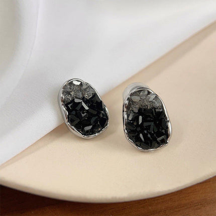 Vintage Black Stud Earrings Women Retro Style Dripping Oil Fashion Jewelry