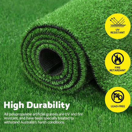 Primeturf Artificial Grass Synthetic Fake 2m x 5m Turf Plant Plastic Lawn 15mm