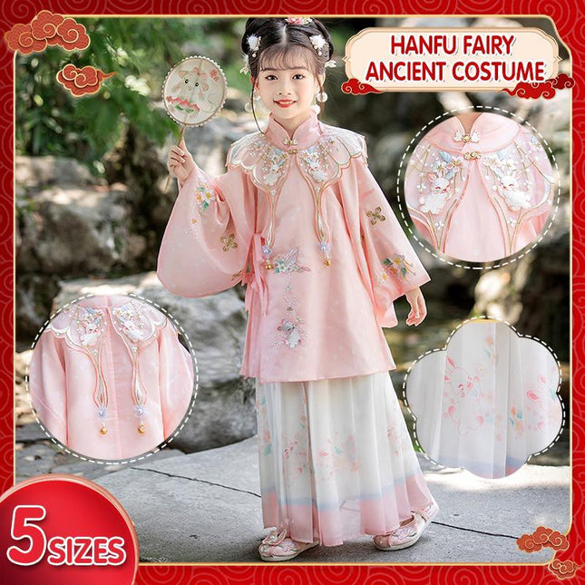 Chinese Girls Embroidered Dress Floral Tang Suit Hanfu Fairy Ancient Costume New - Aimall