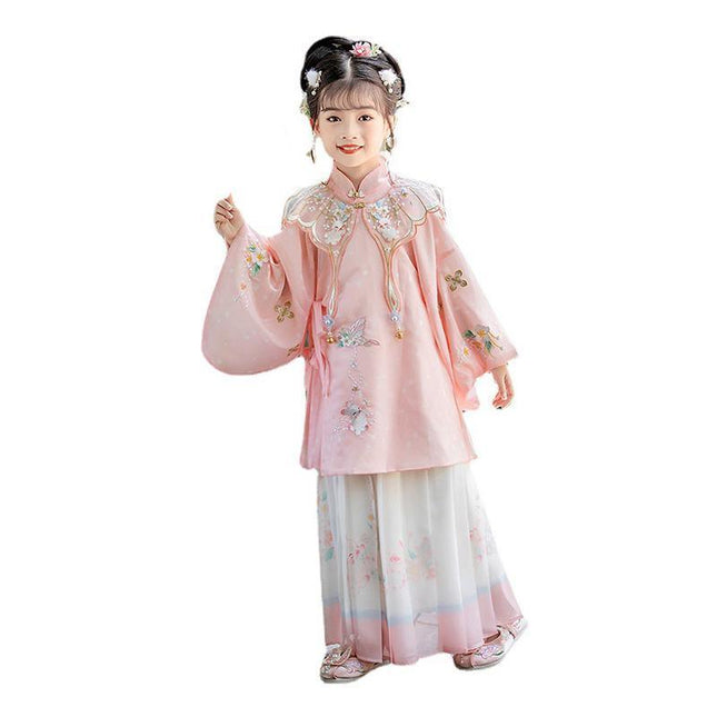 Chinese Girls Embroidered Dress Floral Tang Suit Hanfu Fairy Ancient Costume New - Aimall